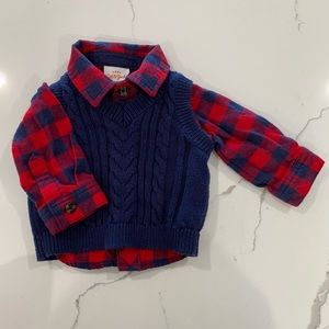 Cat & Jack New Born Vest & Plaid Shirt